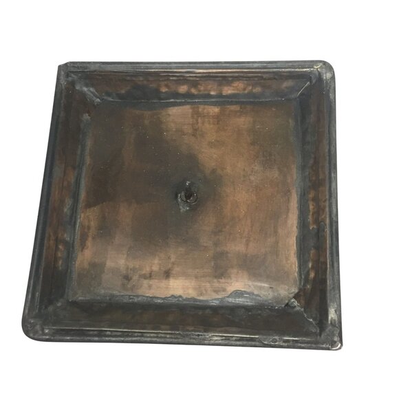 Pillar Candle Holder Copper Handmade Hammered Candle Holder 10in W Candle - Picture 6 of 7